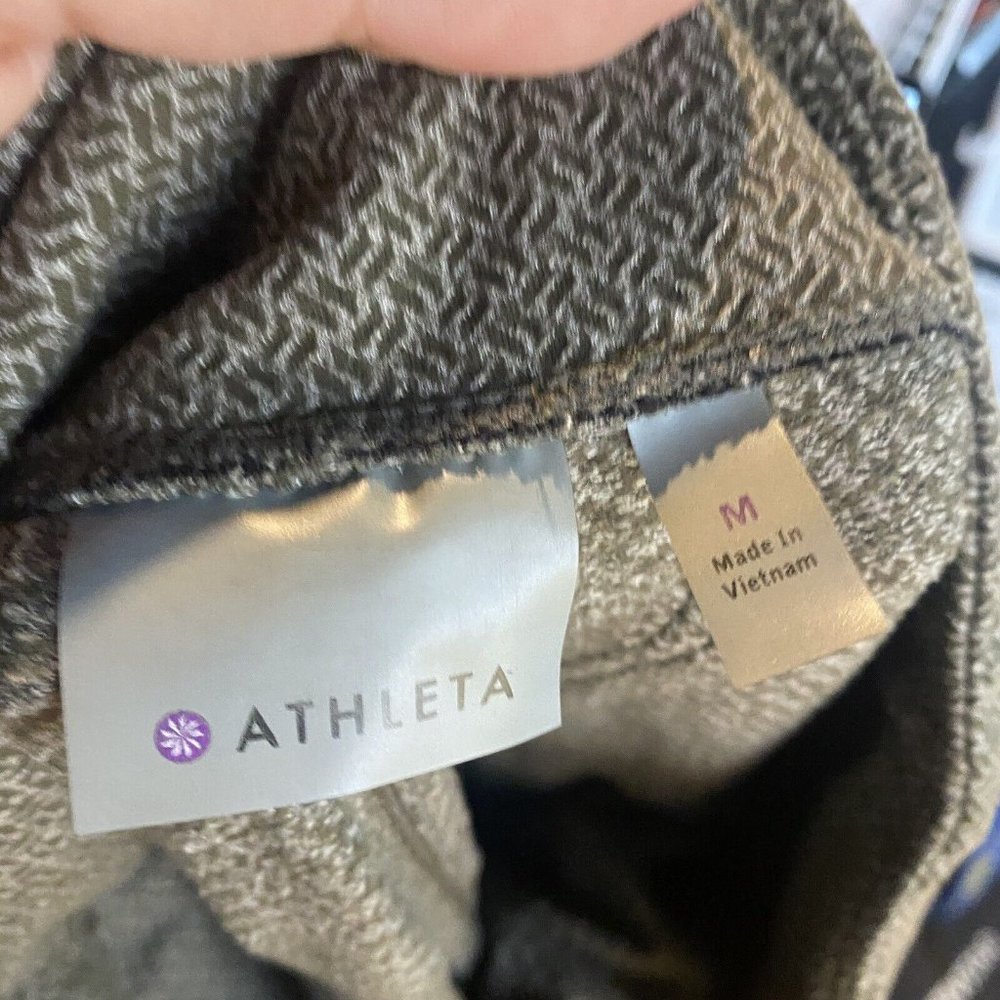 athleta metro herringbone green mid rise leggings yoga running sz m - Picture 5 of 7